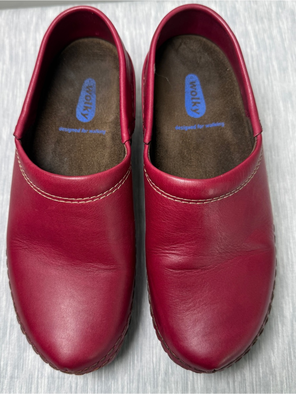 Wolky Dutch Leather Slip On Clogs Raspberry EU 37 US 6.5 cottagecore whimsigoth